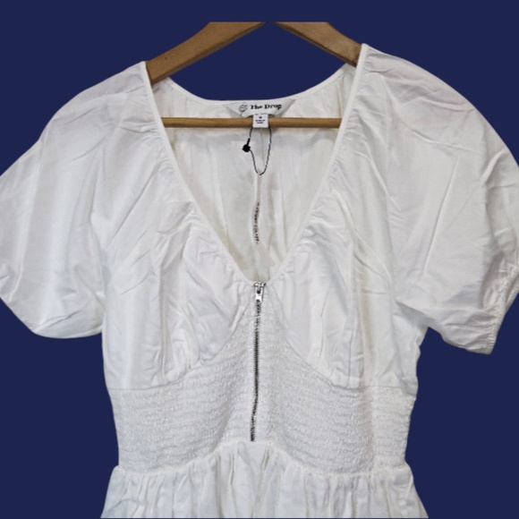 NWT The Drop Women's Daksha Cotton Smocked Zipper Detail Dress Medium - Picture 4 of 7